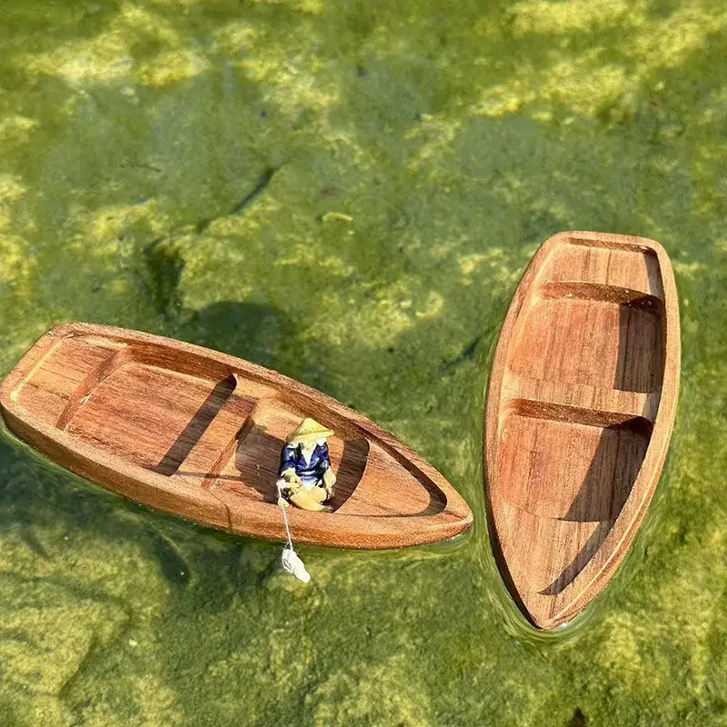 Aquarium Fish Games - Handmade Wooden Boat Mini Floating Boat