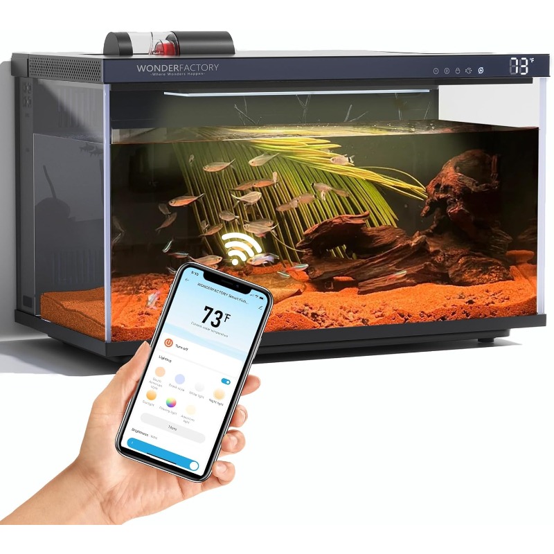 Aquarium Fish Feeder - Smart Aquarium, Glass Fish Tank, Self-Cleaning