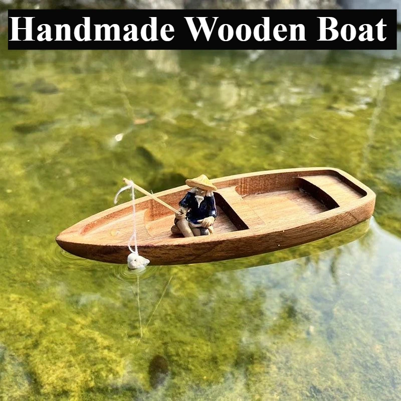 Handmade Wooden Boat Mini Floa - Aquarium Fish Games review and price
