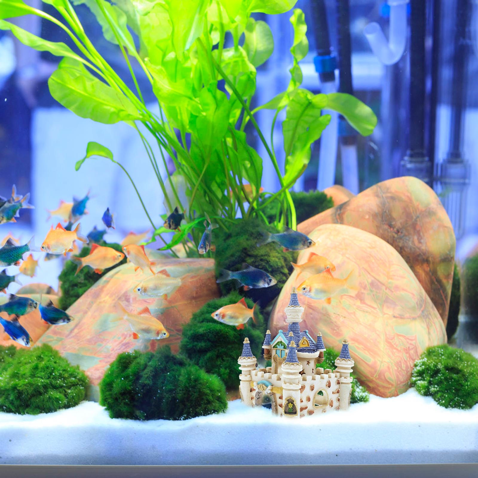 1Pcs Fish Tank Resin Castle Ad - Aquarium Fish Long review and price